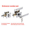 Door Handles Square 6502(Chrome) Entrance Combo (Entrance handles + Deadlock)